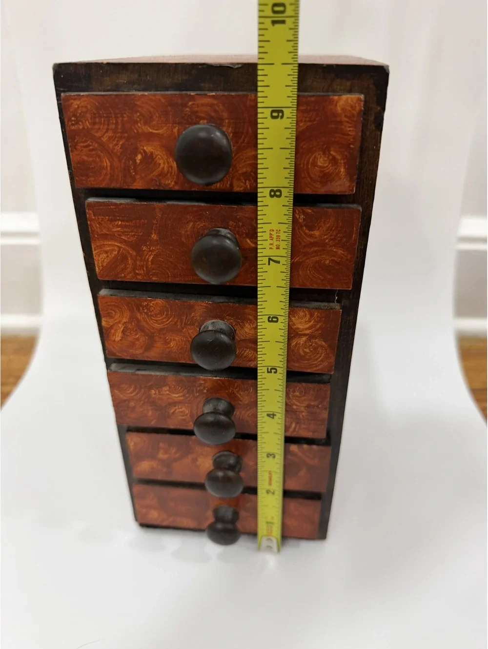 Vintage Handmade Wooden Jewelry Box With Five Drawers Jewelry Storage Box